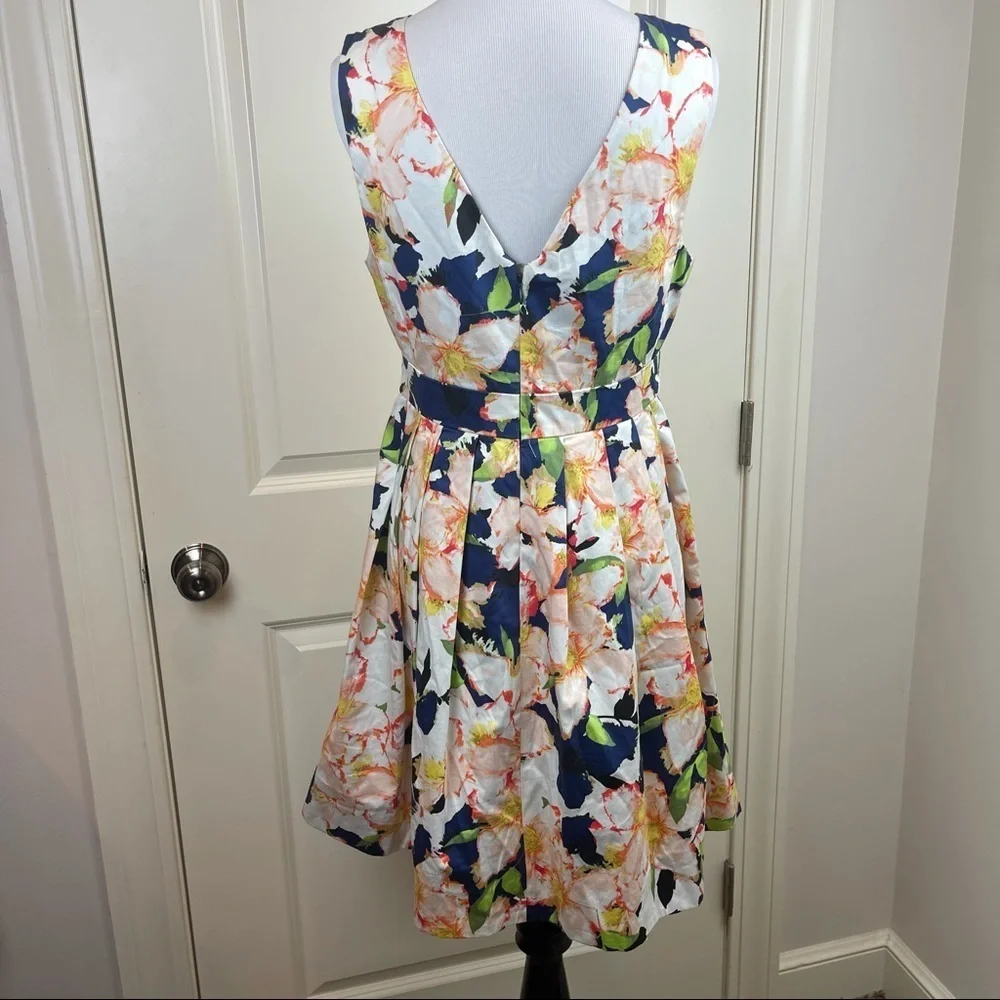 J Crew Collection Floral Cove V-neck Dress Cotton Sleeveless Size 6 - Picture 7 of 16